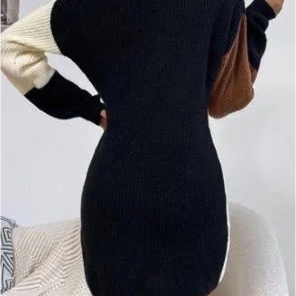 SHEIN • Brown & Black Blocked Sweater Dress • sz L • - Picture 5 of 6